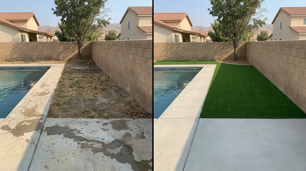 Result artificial grass installation in Riverside - Riverside Turf Installation
